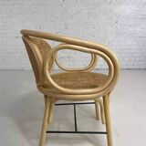 Fauteuil en rotin et cannage