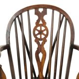 Chaise Windsor ancienne en bois de hêtre et d'orme avec dossier à roulettes, XIXe siècle