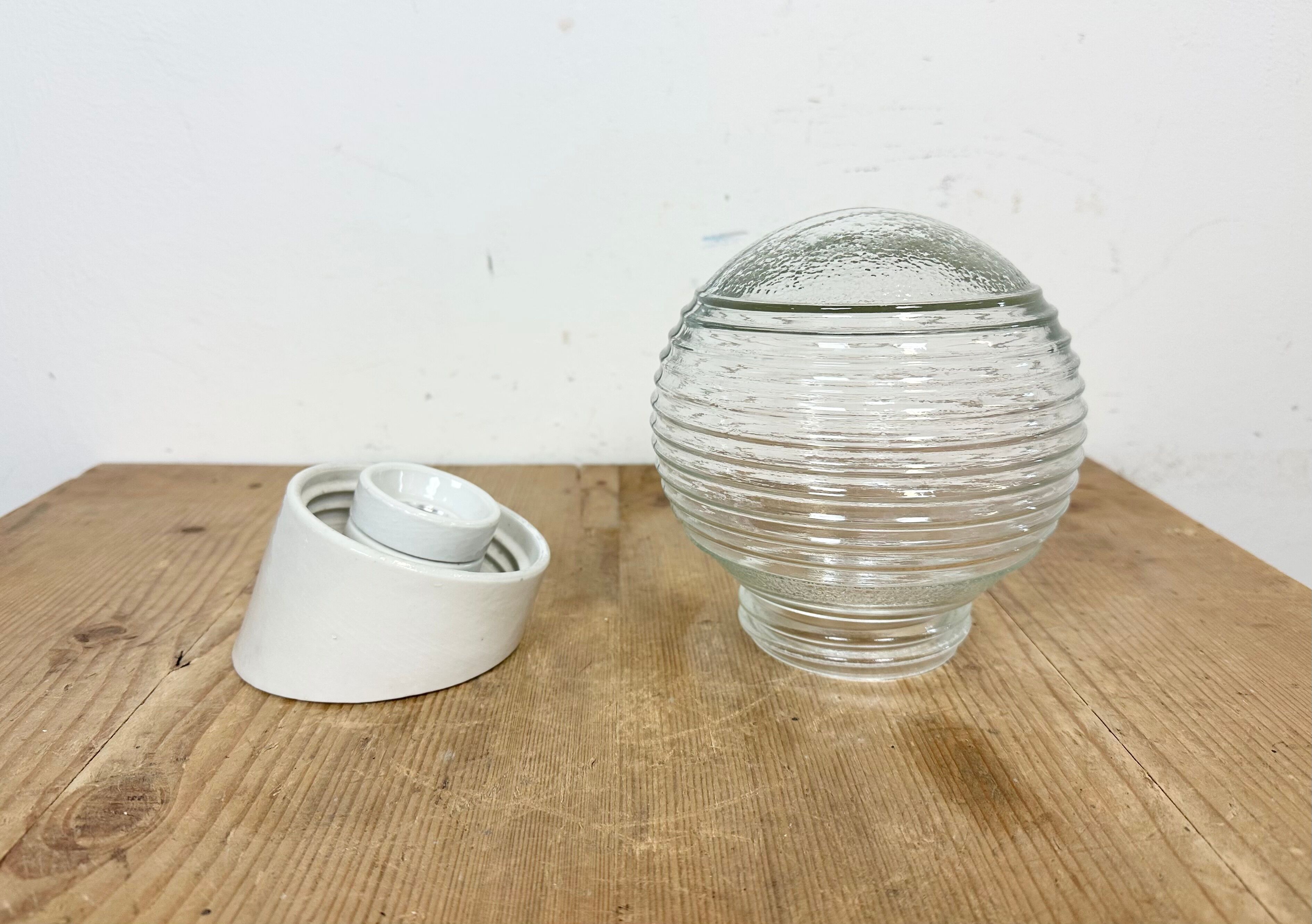 Vintage White Porcelain Wall Light, 1970s