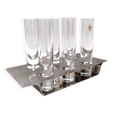 Steel and Glass Liqueur Drinking Set by Holme Sweden