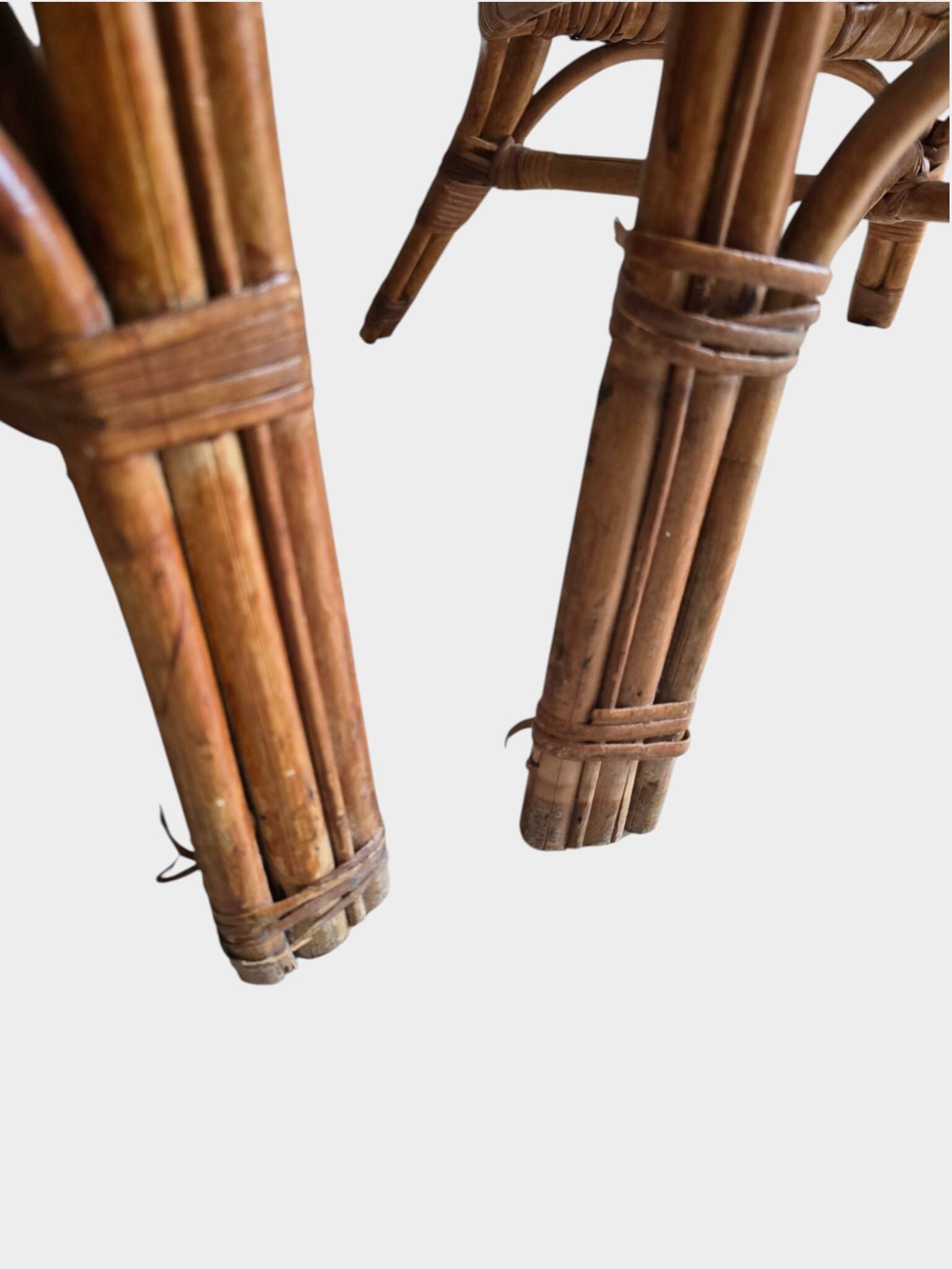 Pair of vintage rattan and cane armchairs – 1960s/70s Pair of f