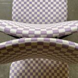 Lilac checkerboard chairs - Guermonprez style