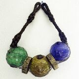 Fishing floats made of blown glass, cork, and rope. France, 1960s.