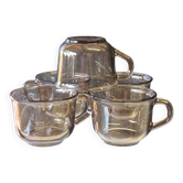 Lot de 5 tasses à café noir ambré de chez Arcoroc en très bon état.