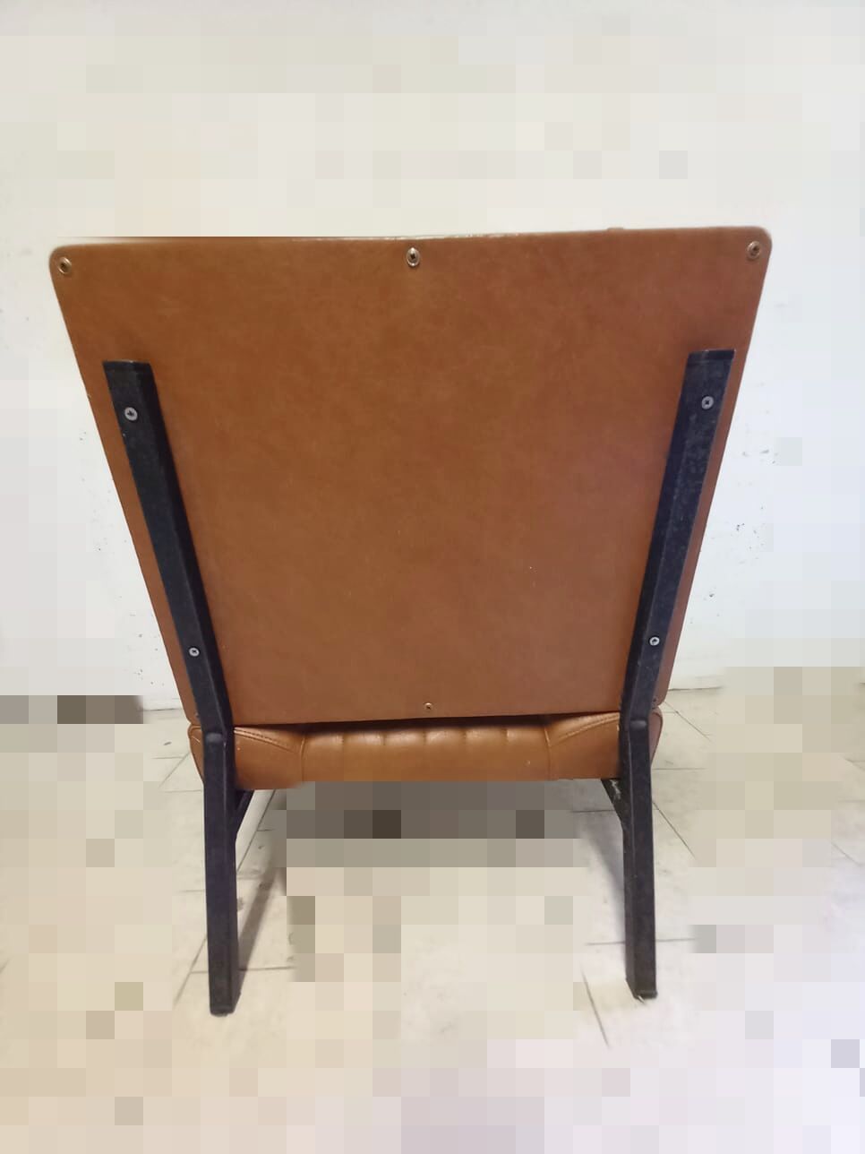 Pair of lounge armchairs, 70s leather