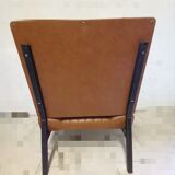 Pair of lounge armchairs, 70s leather