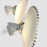 Pair of Art Deco wall sconces in scalloped opaline glass and porcelain