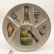 6 hand-decorated burgundian fondue plates in ceramic