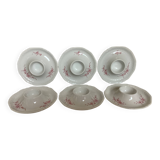 Six egg cups with toile de Jouy flowers