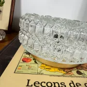 Vintage round wall light ceiling fixture transparent glass 1970s 1980s