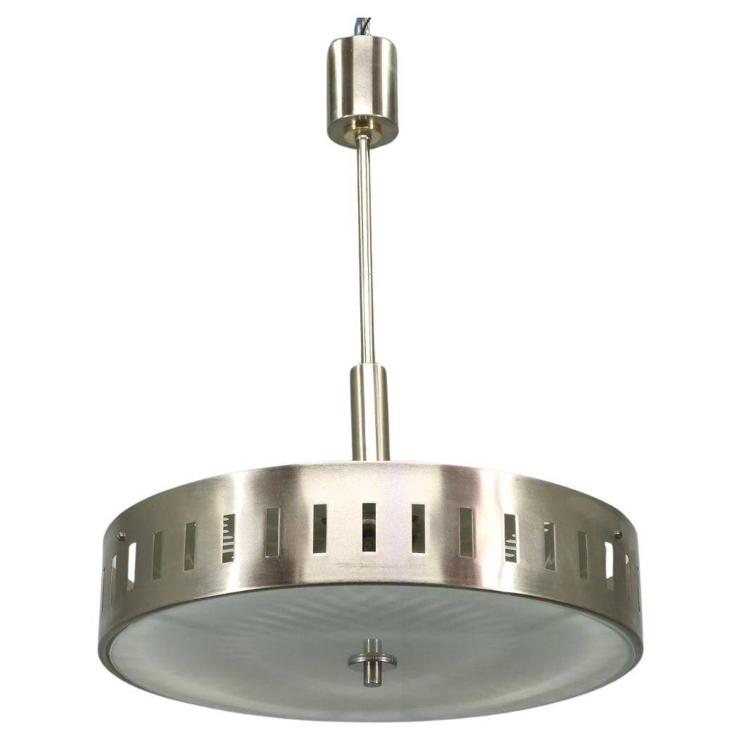 Space Age UFO Chandelier, Metal and Glass, Czechoslovakia 1970s