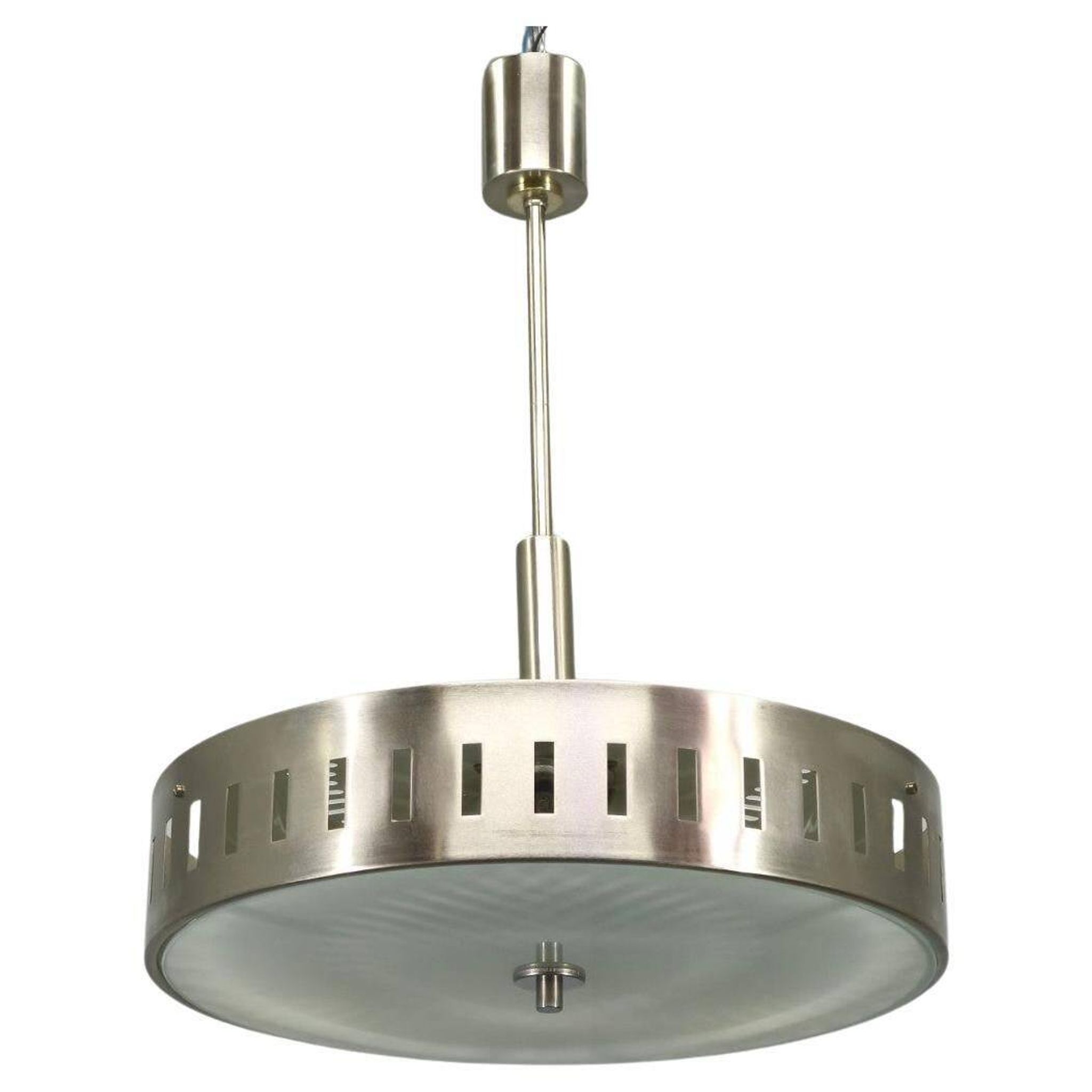 Space Age UFO Chandelier, Metal and Glass, Czechoslovakia 1970s