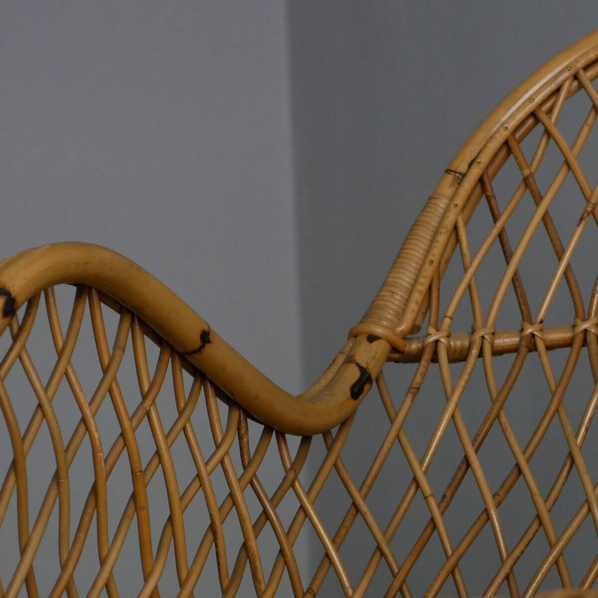 Fauteuil en rotin Gervasoni, années 1960