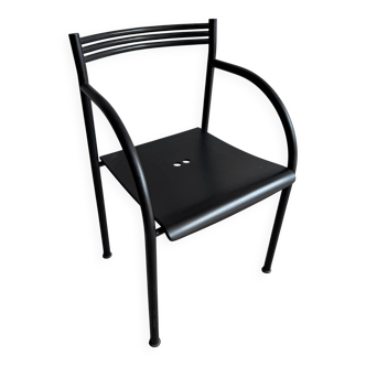 Francesca Spanish II black lacquered steel chair by Philippe Starck (Baleri, 1984)