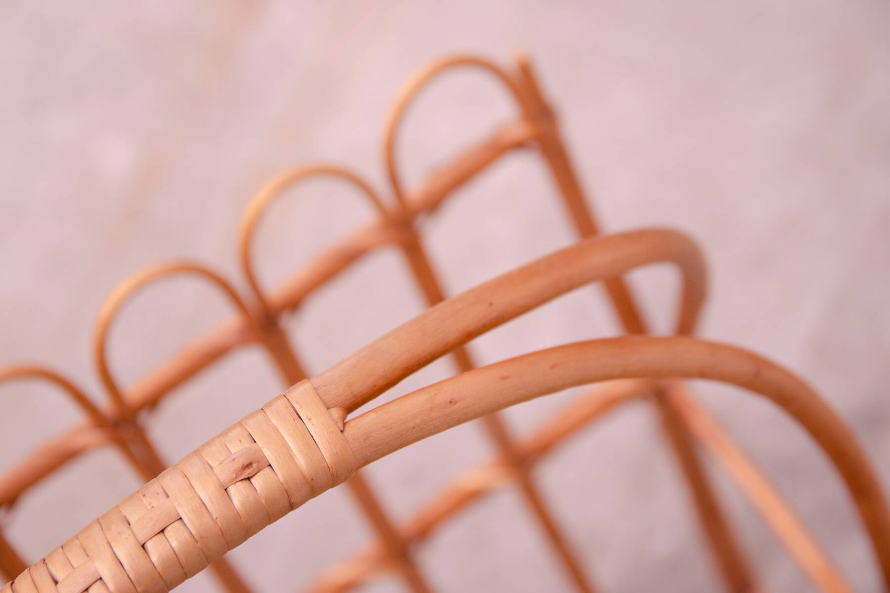 Mid century rattan magazine rack by Jan Kalous for ÚLUV, 1960´s, Czechoslovakia