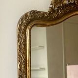 Antique Louis XV rococo mirror with a gilded pediment - 156 x 98 cm