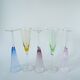 set of 5 colored glass champagne flutes Design 1970
