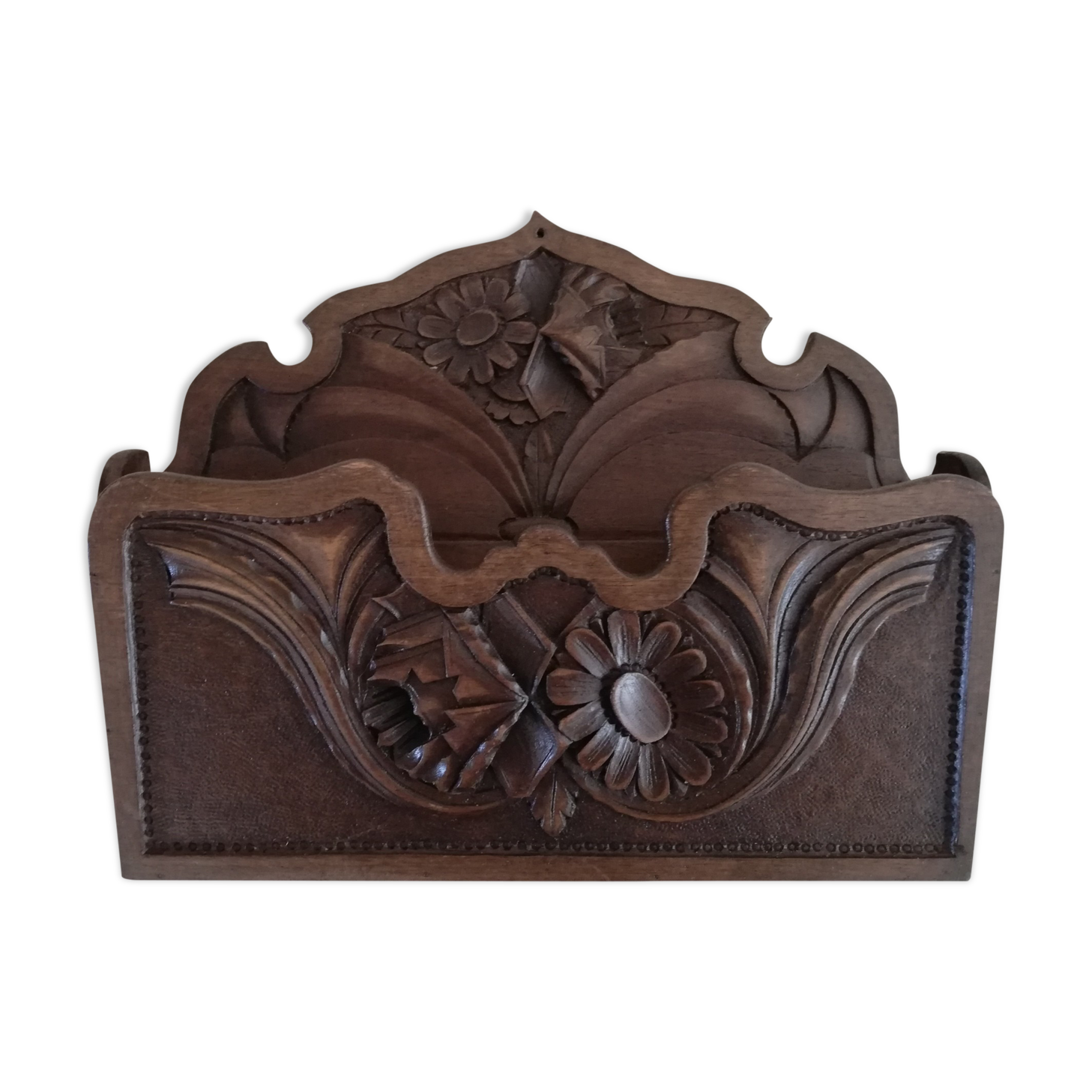 Old Black Forest style wall mail holder
