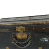 Old wooden, iron and brass trunk