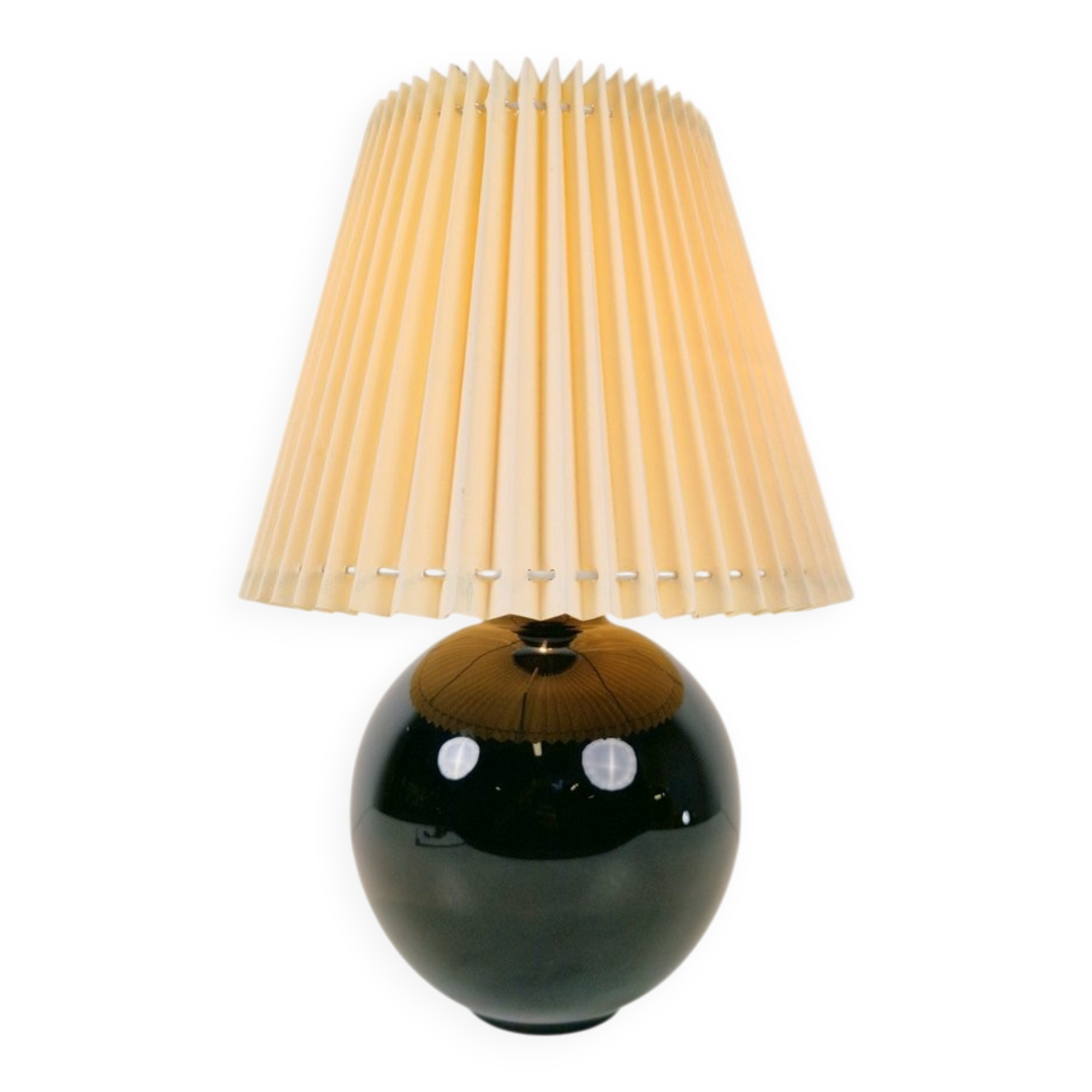 Black Opaline Glass Spherical Table Lamp in the style of Jacques Adnet, 1950s