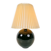 Black Opaline Glass Spherical Table Lamp in the style of Jacques Adnet, 1950s
