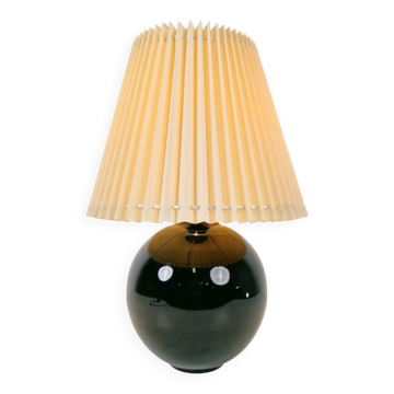 Black Opaline Glass Spherical Table Lamp in the style of Jacques Adnet, 1950s
