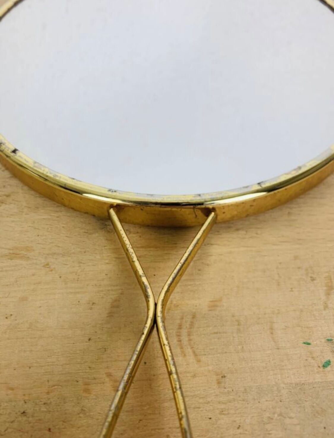 "Elite" double-sided gold-plated metal barber mirror