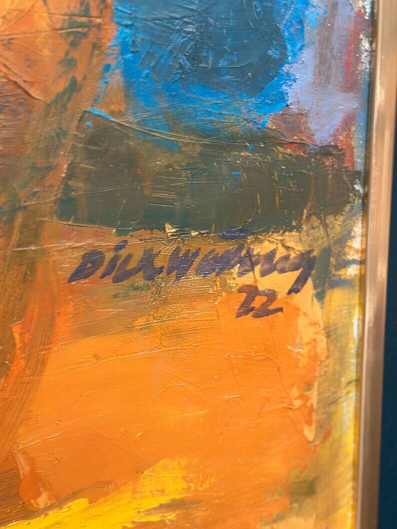 Large Original Swedish Oil on Canvas – “Composition” by Dick Wästberg (1949–1976) – Signed – 1972 – Vintage & Framed – 89×76cm (35" × 29.9")