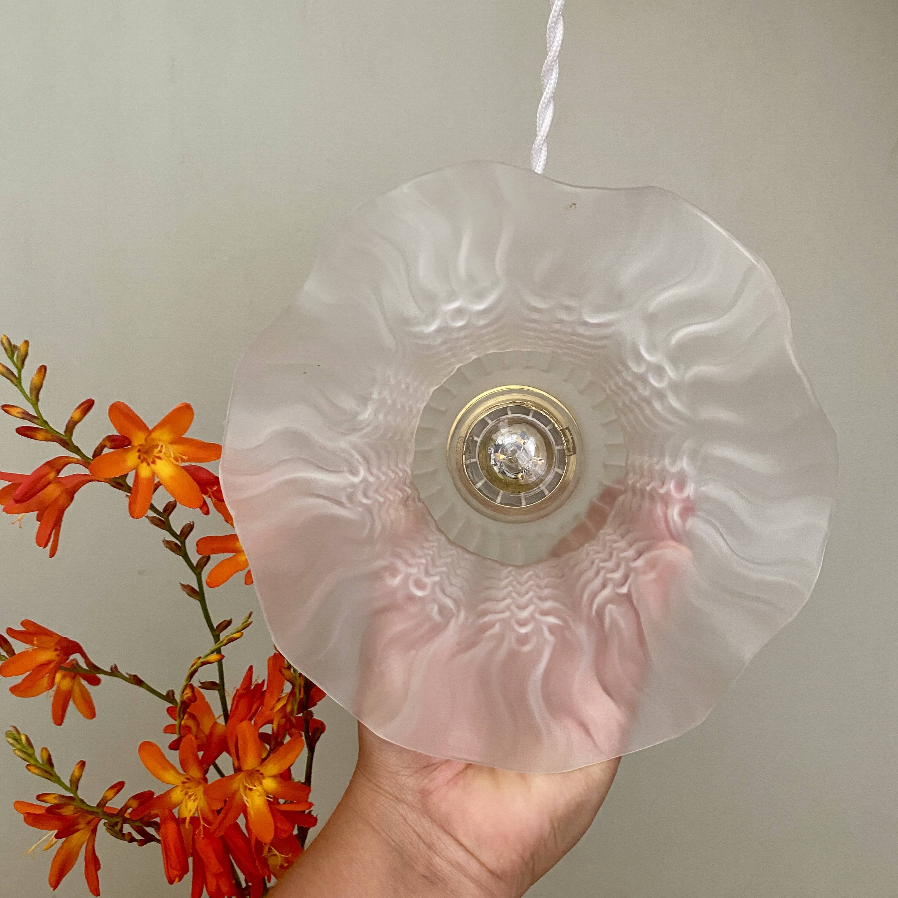 Vintage frosted glass tulip pendant light