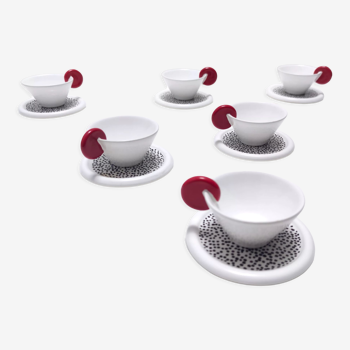 Ensemble de six tasses à café en céramique par Massimo Materassi pour MAS, Italie Années 1980