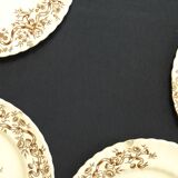 16 assiettes plates en faïence terre de fer, modèle rubans de chez longchamps, ø 24,9 cm