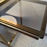 Brass rolling trolley with smoked glass from the 70s