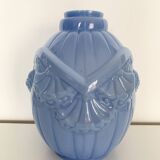 Art Deco vase in blue opaline glass
