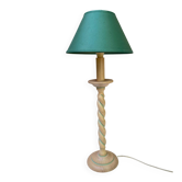 Lampe pied torsadé en bois massif beige et verte S.C.E