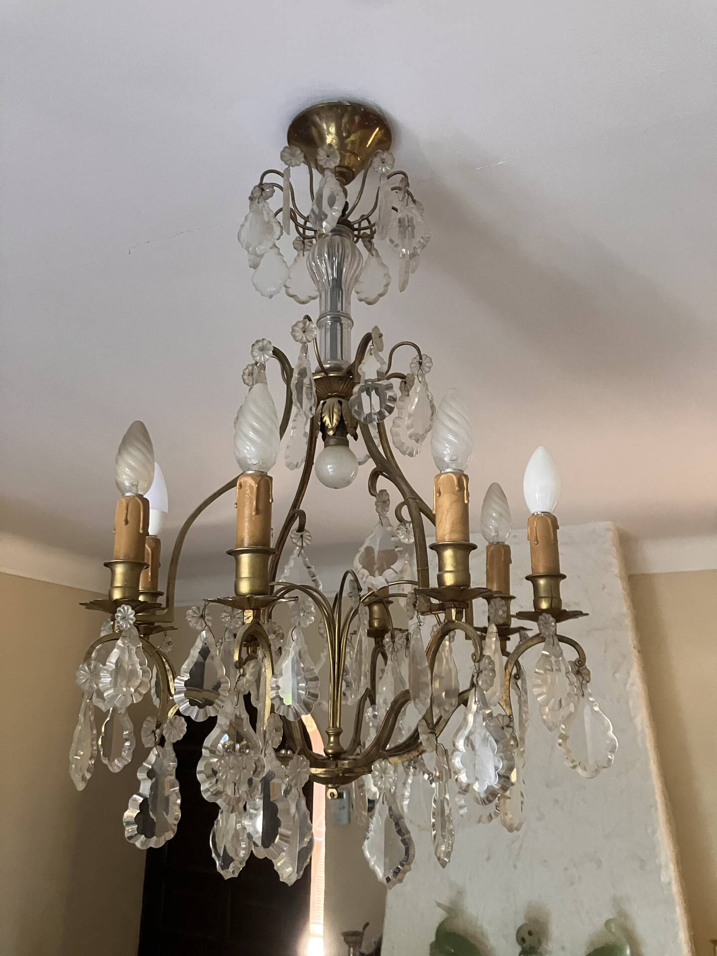brass and crystal chandelier