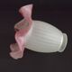Set of 3 White Opaque Glass Shades With Ribbed Detail Pink Frilled Edge
