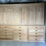 Old workshop furniture, 2 bodies with drawers and a cupboard.