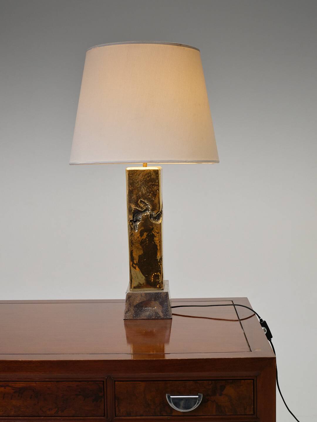 BRUTALIST BRONZE LAMP, DAVID MARSHALL, 1980s