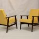 Armchair Henryk Lis 300-190 years 1970 yellow fabric Pierre Frey.