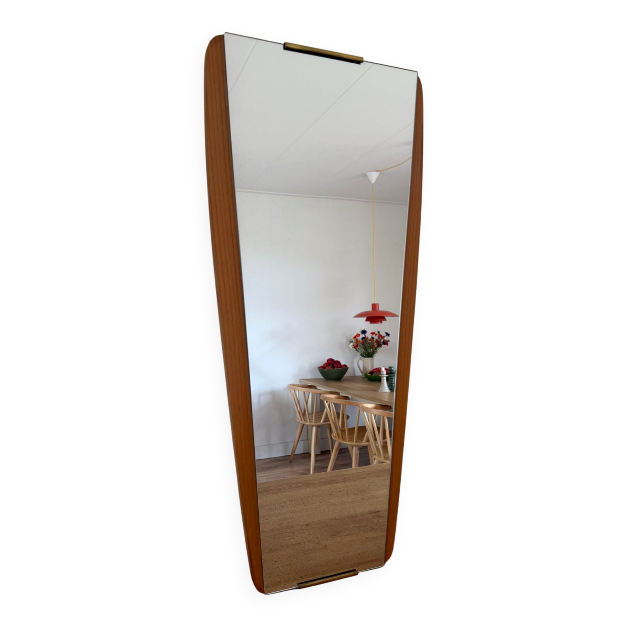 Beautiful vintage Danish mirror with nice brass details