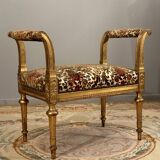 Banquette de piano en bois doré de style louis xvi epoque napoleon iii