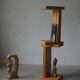 Pair of Scandinavian Modern, Brutalist Night Stands in Solid Pine, 1970s