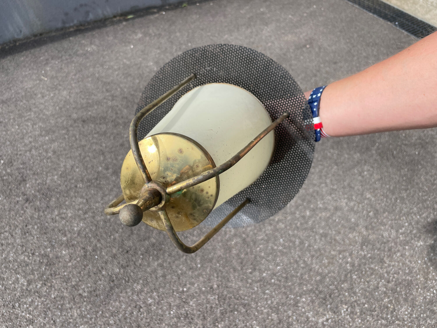 Arlus Lunel 1950 chandelier in perforated metal