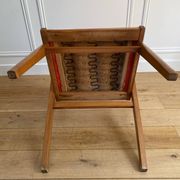 Vintage armchair from the 50s/60s – wood & red faux leather – Scandinavian style