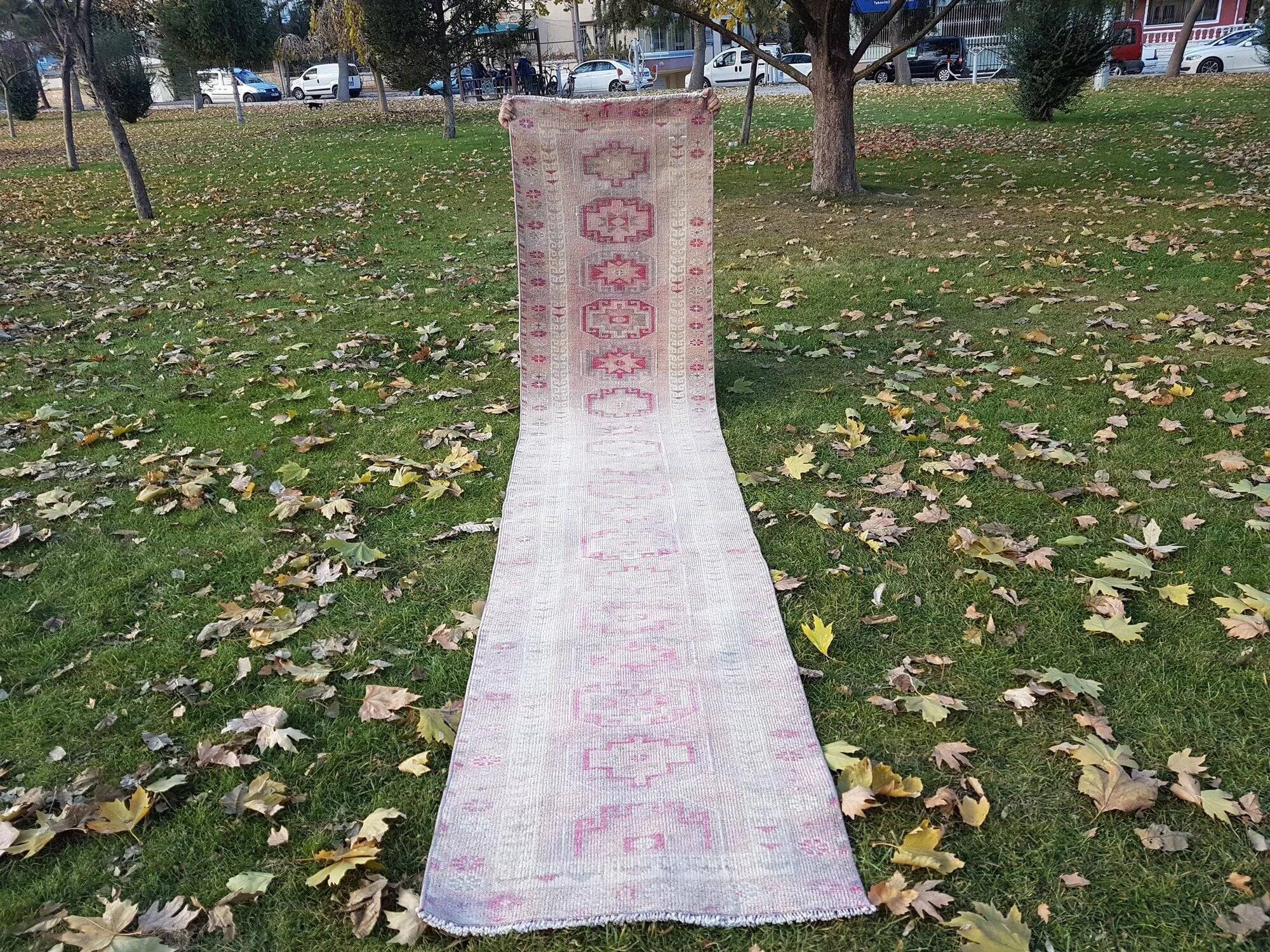Vintage Turkish hallway rug 82x400 cm