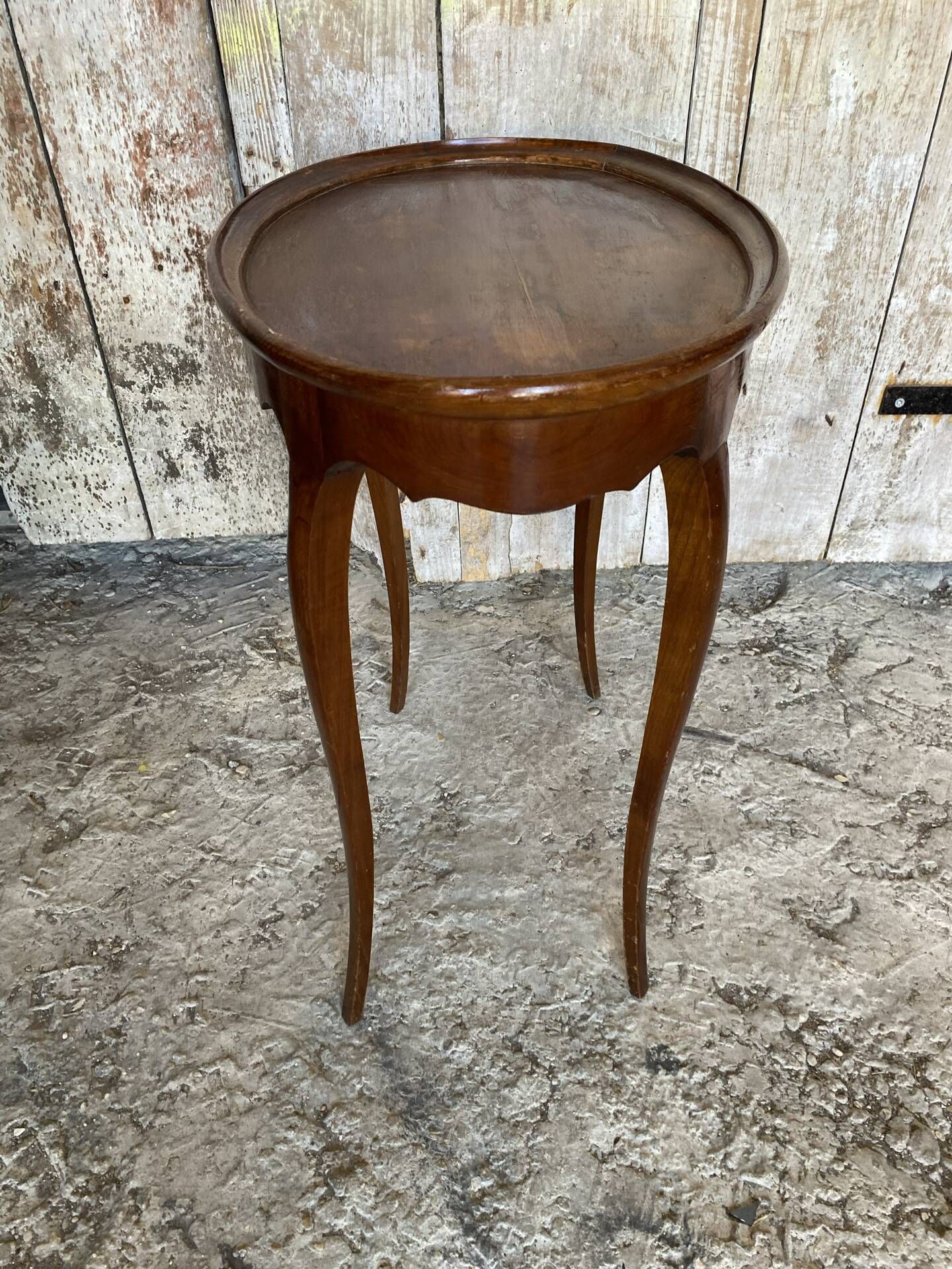 Antique Oval Cocktail Table Guéridon LOUIS XV Wooden Curved Legs Vintage
