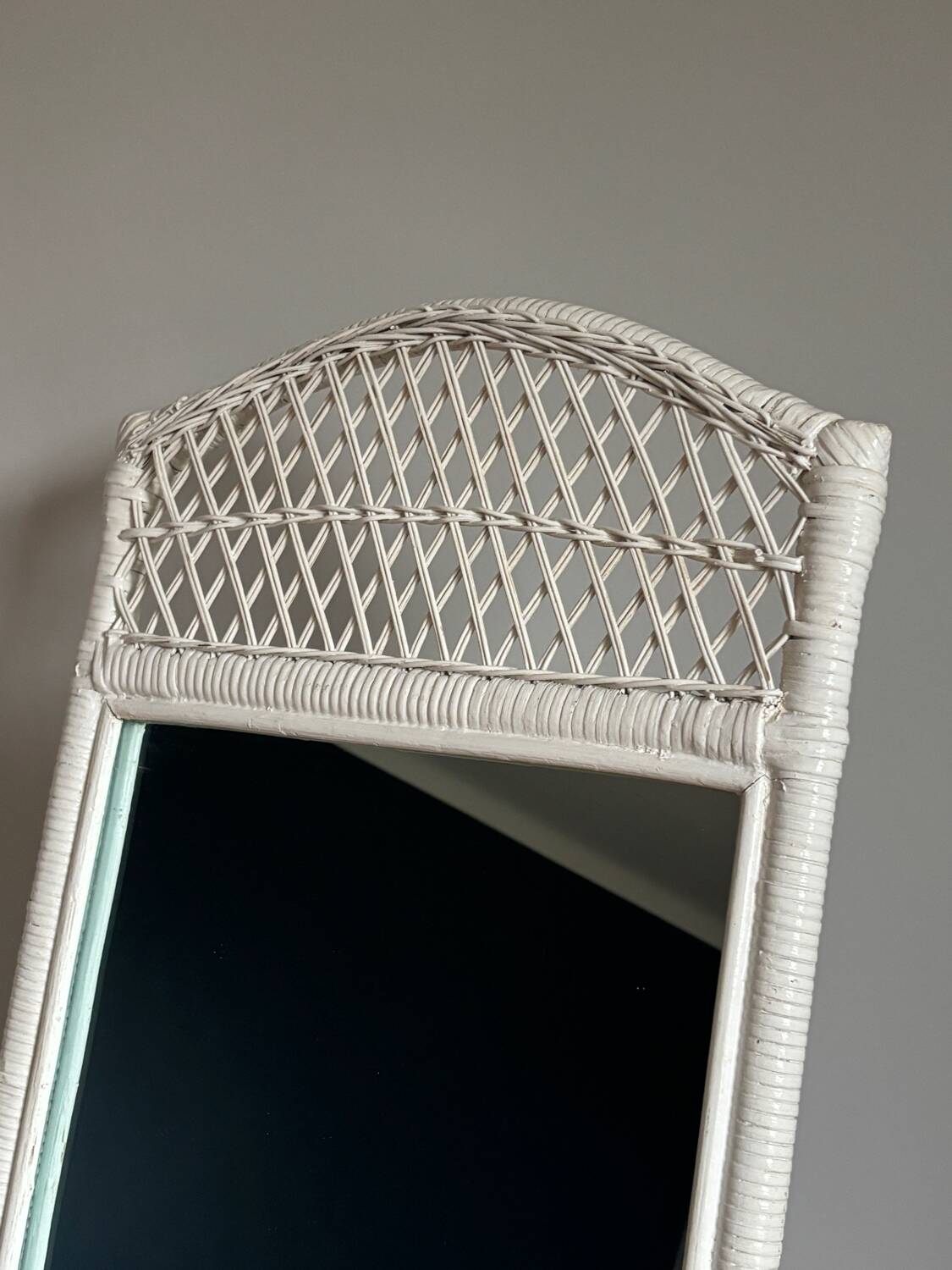Rattan full-length mirror