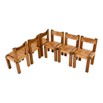 Ensemble de 6 Chaises de salle à manger « S11 » par Pierre Chapo, 1966