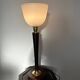 Art Deco lamp made of wood, brass, and opaline.