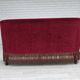 1960s, Danish 2-seater sofa, red furniture velour, ash wood legs.
